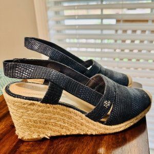 Authentic Ralph Lauren Espadrille Wedge Size 7.5 Navy Blue